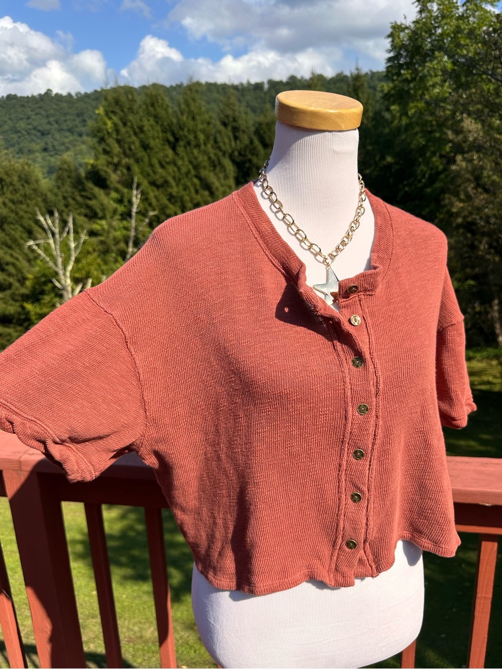 Free People We The Free Flashback Cardi Tee Rust - Picture 2 of 7